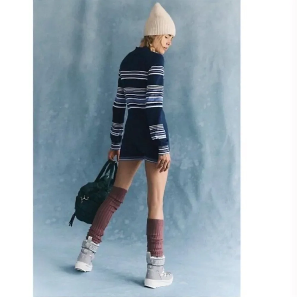 NWOT Free People Movement Blue It's Cold Outside Playsuit Navy Striped Sz Medium